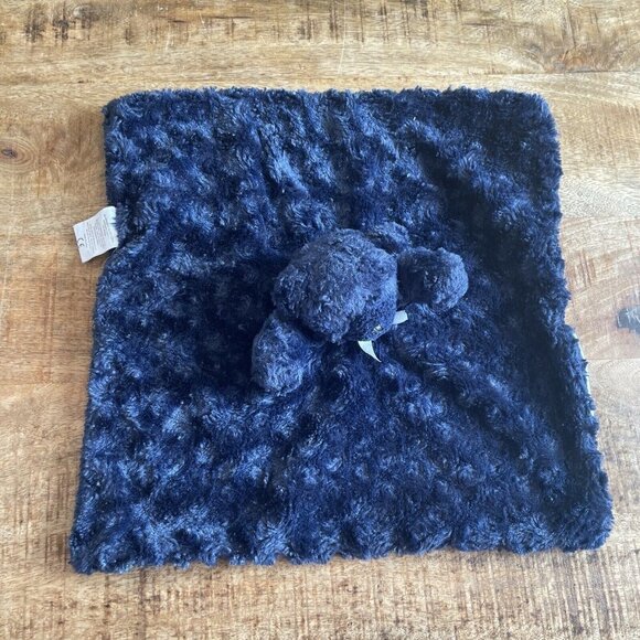 Blankets & Beyond Security Blanket Navy Blue Bear Rosette Swirl Baby Lovey - Picture 4 of 7